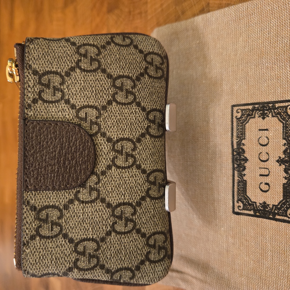 Gucci Beige and Brown Monogram Pouch - Picture 6 of 14